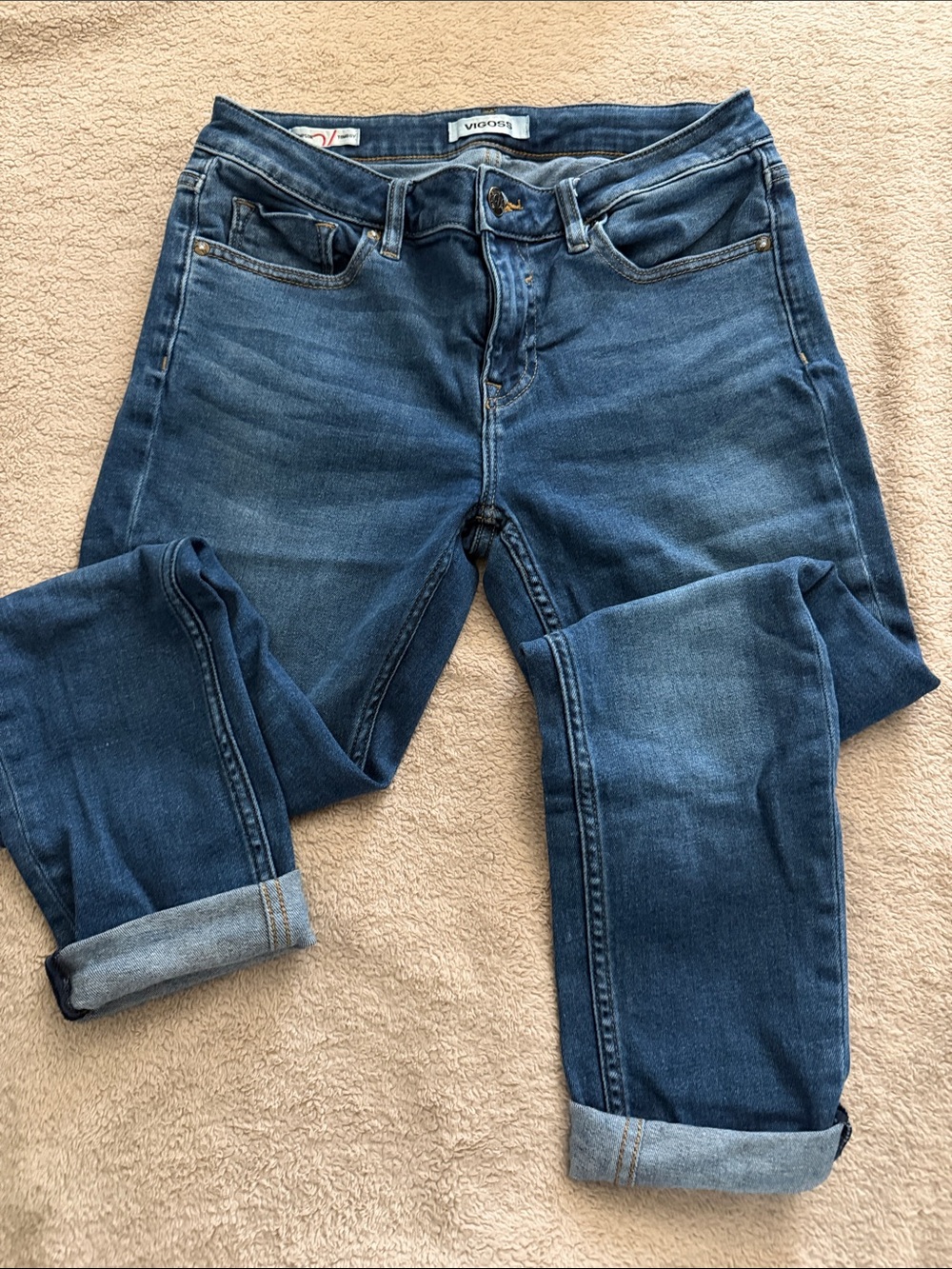 Vigoss Women's Boyfriend Jeans in Blue Wash